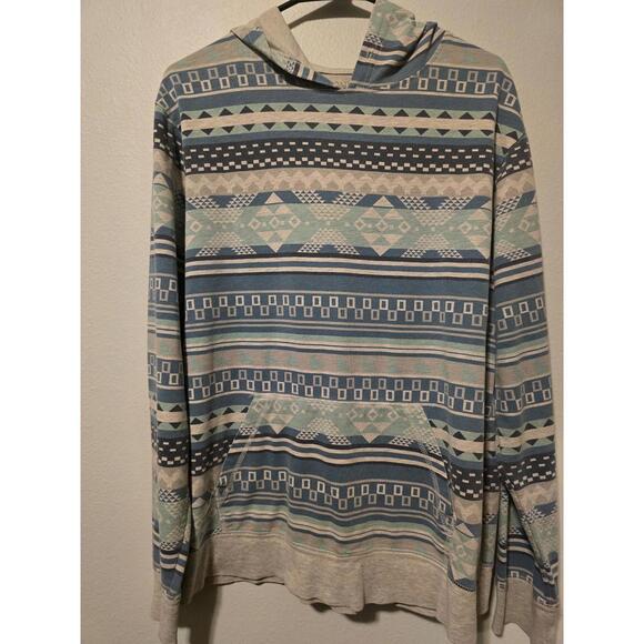 On the Byas Blue and Grey Geometric Design Pullover Hooded Sweater(L) - Picture 1 of 3